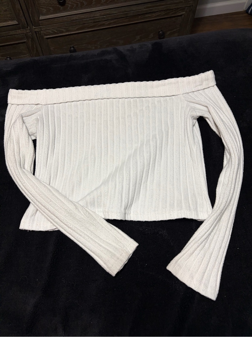 SHEIN Off-the-Shoulder Ribbed Sweater - Cream
